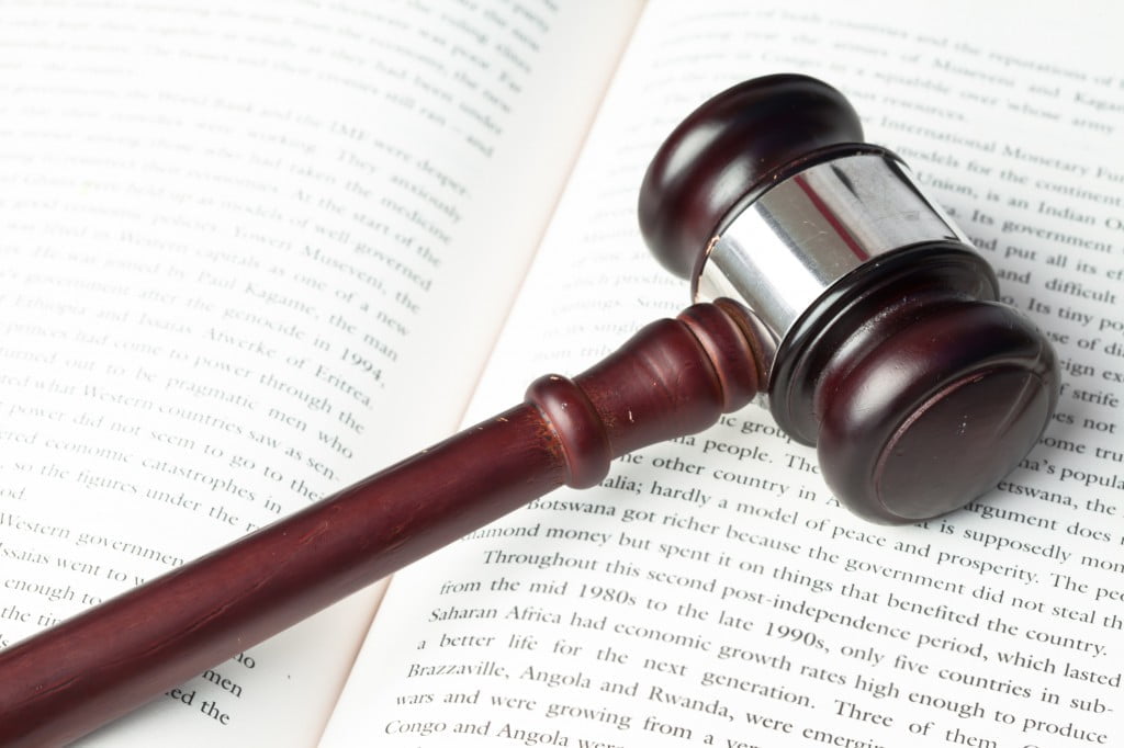 Law books and a gavel